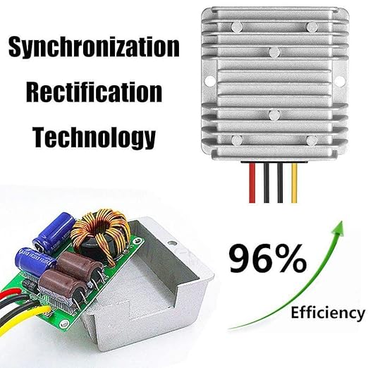 DC Voltage Reducer Converter DC 8V-40V to 13.8V 10A 138W Automatic Step Down Up Voltage Regulator Power Converter Waterproof Module Transformer for Golf Cart Club Car and Vehicle-Mounted Equipment