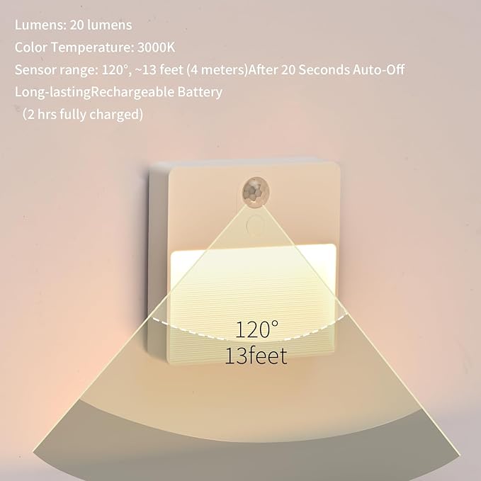 ASAWASA LED Motion Sensor Night Light, 7 Colors Rechargeable Magnetic Decor Wall Lights, Dimmable, Suitable for Bathroom hallways bedrooms Kitchen cabinets Staircase(2 Pack)