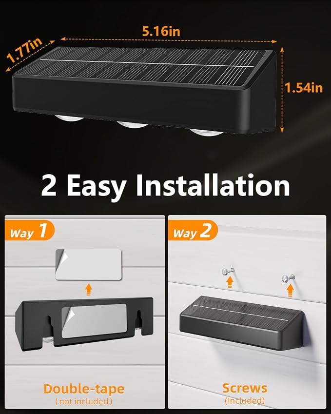 JOFIOS Solar Fence Lights Outdoor, 8 Pack, 9 Fixed Colors ＆ Color Changing Fence Lights Solar Powered Waterproof IP65 Dusk-to-Dawn LED Deck Lighting for Patio, Railing, Pool, Porch, Backyard, Wall