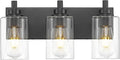 3-Light Bathroom Light Fixtures, Black Vanity Light with Cylinder Clear Glass Shade, Modern Vanity Lighting Fixtures Over Mirror, VL143-MB-3