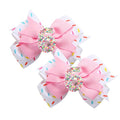 2 Pack 6th Birthday Hair Bow for Girls, Pink Hair Clips Hair Accessories for Girls 1 2 3 4 5 6 Years Birthday Confetti Ice Cream Party Supplies Decorations