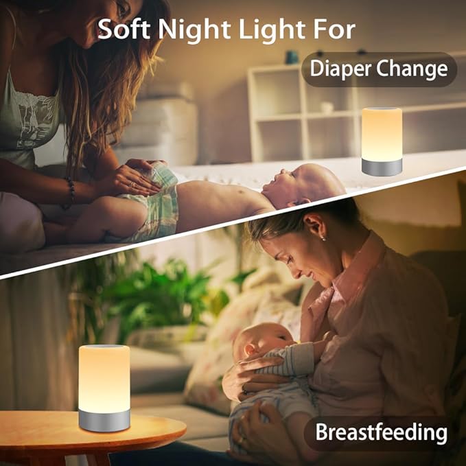 G Keni Nursery Night Light for Baby, Portable LED Touch Night Lamp for Kids and Adult, Breastfeeding, Sleep Aid, USB Rechargeable Nursing Lamp, Bedside Dimmable Warm Night Light, Soft Eye Caring
