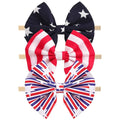 4th of July America Flag Baby Headbands Cheer Bow, Baby Girls Red White Blue Star Spangled Patriotic Hair Bow for Newborns Toddlers Small Children,3 Pcs (America Flag-B)
