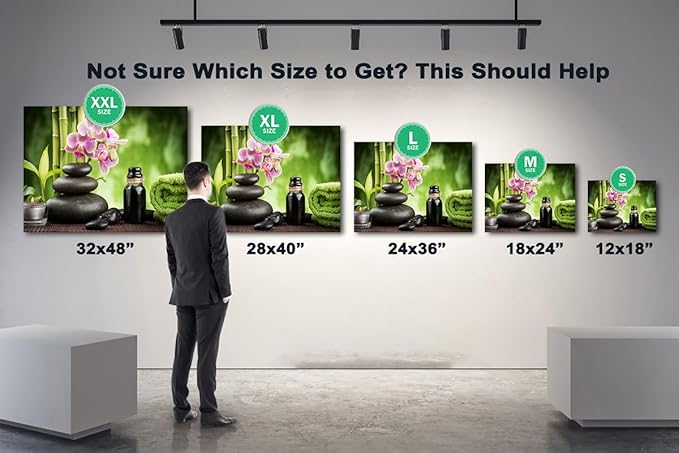GUTTATY Zen Wall Art Decor, Modern Bathroom Zen Decor Wall Art, Canvas Wall Art for SPA Zen Room Decor, Green Bamboo and Pebble Relaxing Art Prints for Office & SPA Wall Decor 18x24 Inches