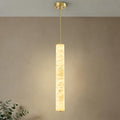 LMQNINE Natural Alabaster Pendant Lights White Marble 24" Long Tube Adjustable Boom Chandelier Modern 3000K Gold Ceiling Light for Kitchen Island Bedroom Dining Room Living Room Hallway(M-1Pack)