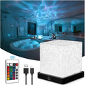 Rechargeable Shower Light Cube, 16 Colors Ocean Lamp, Waterproof Bathroom Mood Lighting, Ocean Wave Projector with Remote, Shower Mood Light, Bathtub Lights for Relaxing Spa, Bedroom Decor (Black)