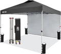 CROWN SHADES 10x10 Pop Up Canopy with 1 Side Wall - Beach Tent with One Push Setup - Outdoor Sun Shade for Events, Parties, Camping - Gazebo with STO-N-Go Cover Bag (Grid Grey)