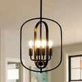 Black Chandelier Light Fixture, 4-Light Dining Room Chandelier Over Table Farmhouse Rustic Small Entryway Chandeliers Hanging Island Pendant Lights for Kitchen Entryway Foyer Living Room