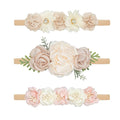 Baby Girl Flower Headbands Set, 3pcs Elastic Nylon Floral Hair Band, Bows Wrap for Infant Newborn Toddler