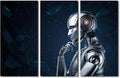 TUMOVO Robot Wall Art Prints on Canvas AI Intelligence Wall Pictures Modern Decor for Home Walls 3 Pieces Canvas Wall Art Paintings Wall Decor Giclee Artwork Ready to Hang, 60" Wx40 H