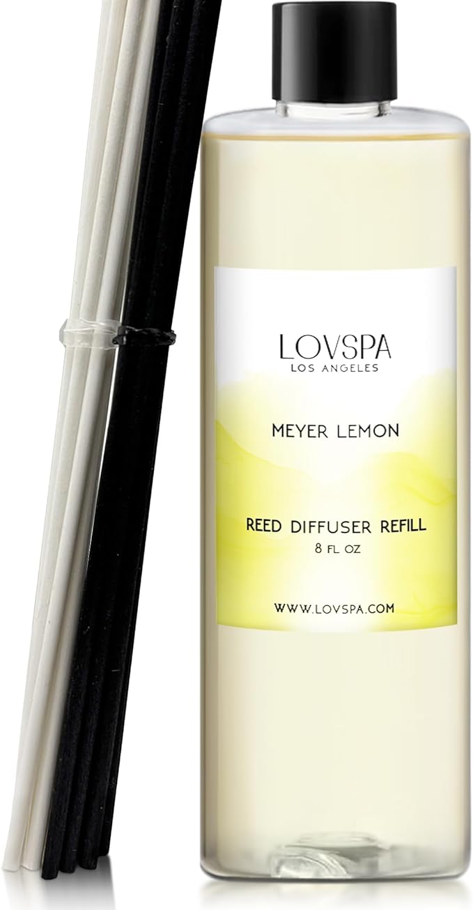 LOVSPA Meyer Lemon Diffuser Oil - Essential Oils for Diffuser Refill & Air Freshener Room Spray - Long-Lasting & Natural Home Fragrance, Scented Oil for Diffusers, USA Made, 8 oz