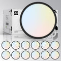 ASD LED 9" Round Flush Mount Light | 18W 1460LM 3000-5000K 120V | 3CCT, Dimmable, Ultra Slim, ETL Listed | Thin Surface Lamp, Bedroom Ceiling Lighting | Black, 12 Pack