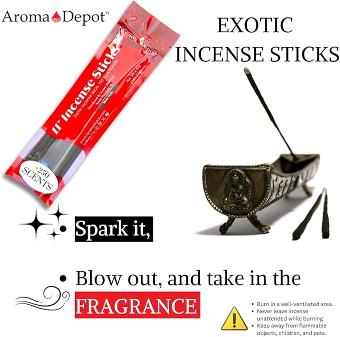 Black Cherry Most Exotic 11'' Incense Sticks. Approx. 85 to 100 Sticks Per Bundle, Each Natural Stick Burns for 45 mins to 1 Hour Each. Long Lasting. Guarantee 100% Pure
