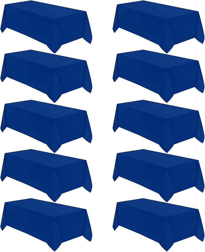 VidaFete Tablecloth 10 Pack 90*132inch Rectangle Table Cloth Polyester, Stain Wrinkle Resistant Polyester Dining Table Cover for Kitchen Dinning Party Wedding Rectangular Buffet Decoration(Royal Blue)