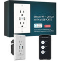 Smart in Wall Outlet, Standard Electrical Outlets with 2 USB Ports & 2 Plugs, Work with Alexa Google Home 15 Amp Outlet ETL FCC for Home Office