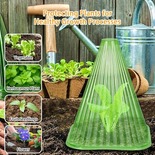 Garden Cloches for Plants - Reusable Clear Plant Protectors, PET Plant Bell CoverFrost & Pest Protection for Vegetables, Seedlings, Outdoor Gardens (Green,20)