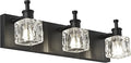 PRESDE Black Crystal Bathroom Lights Fixtures Over Mirror Modern 3 Light Vanity Lighting Bathroom Wall Light Fixtures