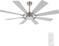 ELEHINSER 80 Inch Ceiling Fan with Lights and 3 Downrods, 8 Plywood Blades, 6-Speed Noiseless Reversible DC Motor, 3CCT, Windmill Ceiling fan for Kitchen Bedroom Living Room, Nickel and Silver