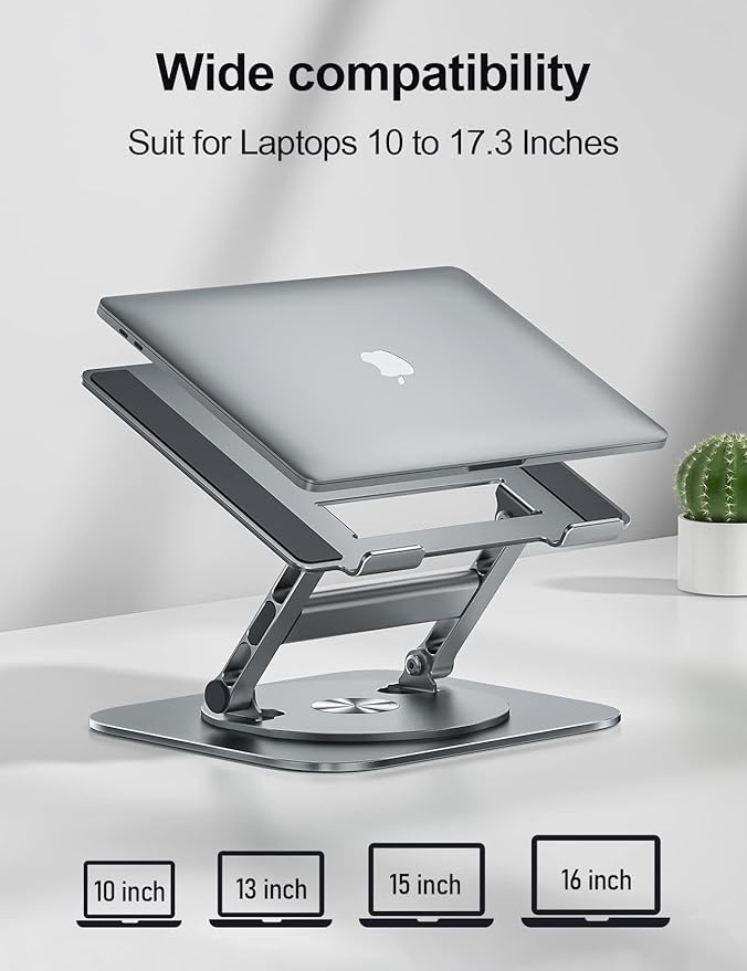 MCHOSE Laptop Stand, 360 Swivel Aluminum Computer Stand Ergonomic Laptop Riser Notebook Holder Compatible with 17 inch MacBook Air Pro, Dell XPS, HP, Lenovo More Laptops,Grey