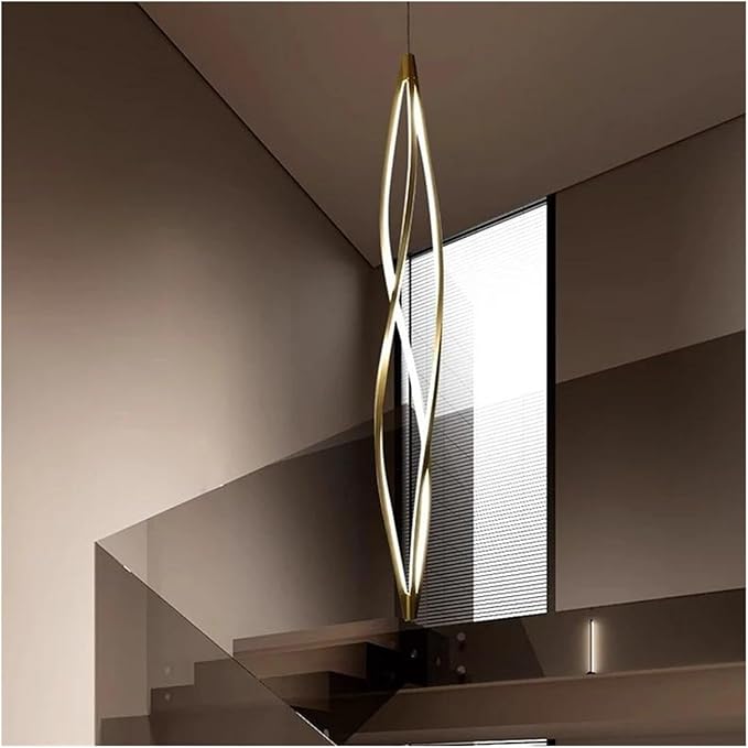 Pendant Lights, Modern Home Decor Led Lights Pendant Light Lamps Forstaircase Chandeliers for Living Room Hanging Indoor Lighting(APP with RC Dimmable,Gold 120cm)