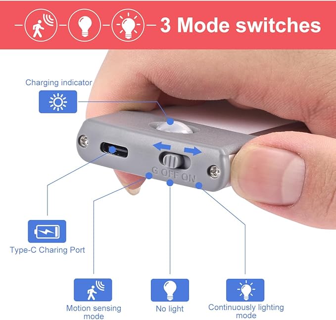 LED Motion Sensor Cabinet Light,Under Counter Closet, Wireless USB Rechargeable Kitchen,54-LED Battery Powered Operated Light, for Wardrobe,Closets,Cabinet,Cupboard