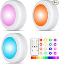 LED Puck Lights with Remote Control,Wireless Under Cabinet Lighting Battery Operated, Dimmable Timing Function Push Lights for Kitchen Cabinets, Christmas, Bedrooms (2.36*2.36*1.04 in)