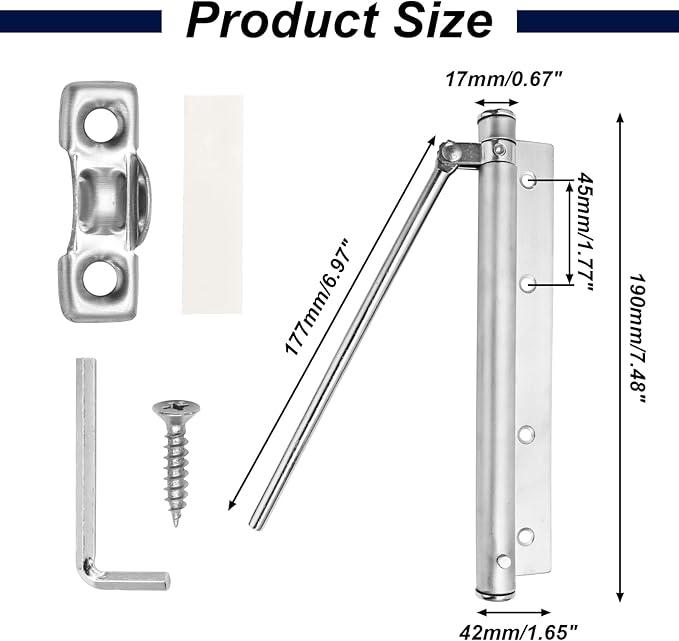 Automatic Door Closer Stainless Steel Soft Close Safety Spring Door Closer for Home Hotel with Screws, Brushed Nickel