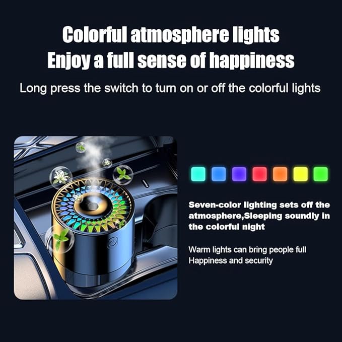 Car Humidifier,Car Diffuser,300ml Car Diffusers for Essential Oils,Smart Car Air Freshener Diffuser, USB Cool Mist Humidifier Diffuser, 7-LED Color Changing,for Car Home Office Bedroom(No Fragrance)