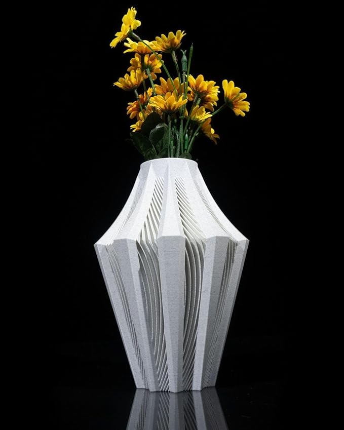 Aether Gray Vase – Modern Architectural Design | Eco-Friendly Home Decor (Primary color:Compatible with White;)