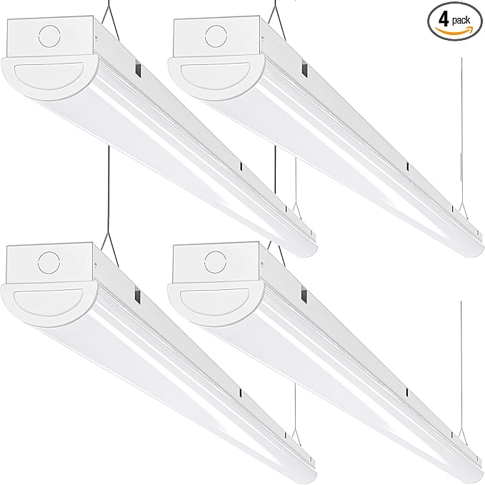 ANTLUX 110W LED Linear Strip Lights 8FT LED Shop Lights, 12000 Lumens, 5000K, 8 Foot Garage Light, Surface Mount and Hanging Ceiling Lighting Fixture, Fluorescent Tube Replacement, 4 Pack