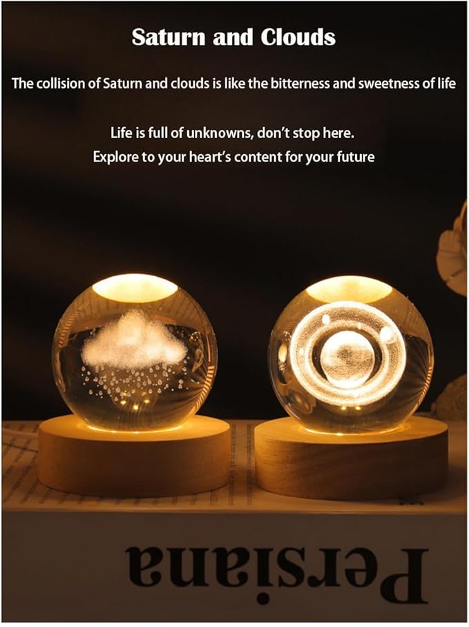 3D Crystal Ball Night Light Mood Lighting Cozy Comfort Gifts Home Decor lamp for Bedroom Space Lamps Happy Cozy Comfort Gifts (Dandelion)