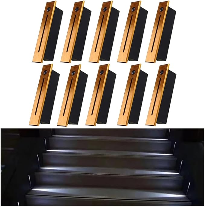 Modern Stairway Lights 10Pcs Led Lighting for Stair Railing Embedded 3W Ac85 265V Non Waterproof Ideal for Stair/Decks/S/Hallway/Movie Theater Corridor 4000K,Brushed Gold-4000K