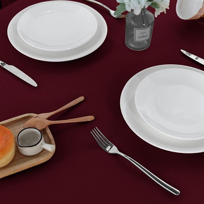sancua 2 Pack Burgundy Tablecloth 60 x 84 Inch, Rectangle 4 Feet Table Cloth - Stain and Wrinkle Resistant Washable Polyester Table Cover for Dining Tables, Buffet Parties and Camping