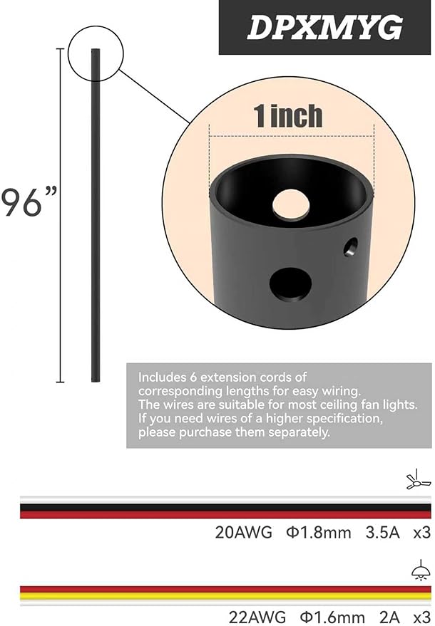 DPXMYG 96 inch Ceiling Fan Downrod