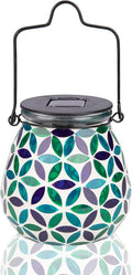 Afirst Mosaic Solar Lanterns Outdoor - Glass Hanging Solar Lights Hollow Out Waterproof Table Lamp Outdoor Decorative for Garden, Patio, Holiday Party Outdoor Decoration