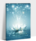Zen Canvas Wall Art, White Lotus Flower Bloom in Water Wall Poster, Lotus Flower Canvas Art Print, Calm Relax Picture, Modern Framed Spiritual Home Artwork for Bathroom Spa Yoga Decor 32x48 inch