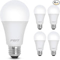 Feit Electric A19 LED Light Bulb, 60W Equivalent, Dimmable, 800 Lumens, E26 Medium Base, 3000K Bright White, CRI 90, 25,000 Hour Lifetime, UL Listed, Damp Rated, 4 Pack, OM60DM/930CA/4