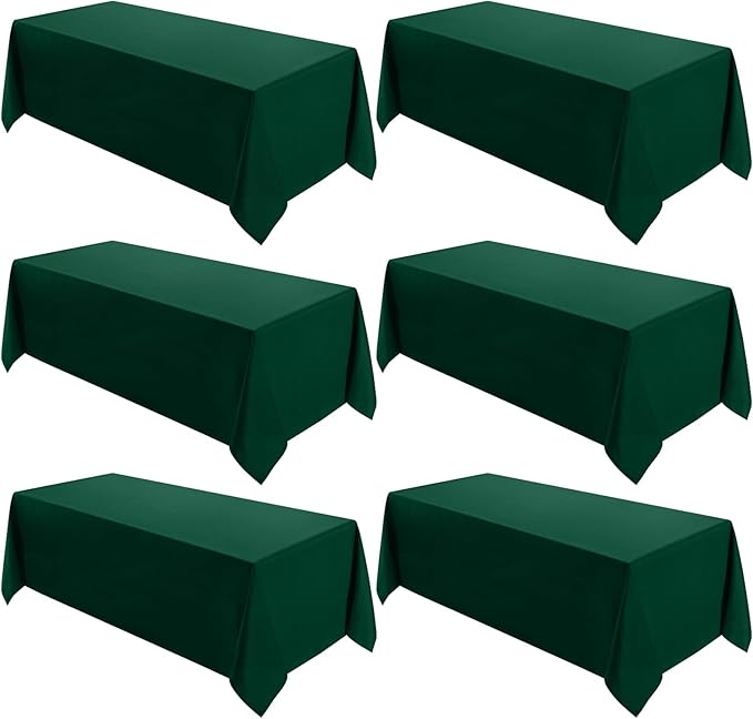 VidaFete Tablecloth 6 Pack 90 * 132inch Rectangle Table Cloth Polyester, Stain Wrinkle Resistant Polyester Dining Table Cover for Kitchen Dinning Party Wedding Rectangular Buffet Decoration(Green)
