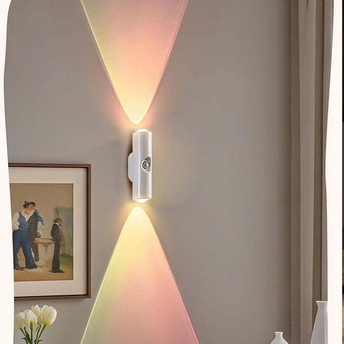 Rechargeable Smart LED Motion Sensor Ambient Light, Punch-Free Color Changing Motion Sensor Light for Stairs, Wardrobe, Cabinet (6Pcs,White, 3 Colors)