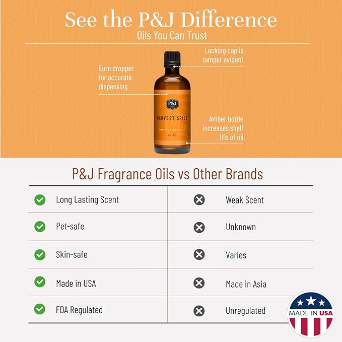 P&J Trading Fragrance Oil | Harvest Spice Oil 100ml - Candle Scents for Candle Making, Freshie Scents, Soap Making Supplies, Diffuser Oil Scents