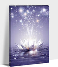 Zen Canvas Wall Art, White Lotus Flower Bloom in Water Picture, Zen Blue Flower Painting, Modern Framed Spiritual Home Artwork for Yoga Spa Meditation Spiritual Room Living Room Office 18x24 inch
