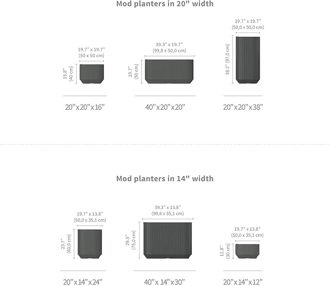 Crescent Garden Modular Self-Watering Tall Planter for Indoor & Outdoor, Modern Tall Square Planter with TruDrop Water Level Indicator for Patio, Corners, Entrance Decor- 20"x20"x38"H (Alpine White)