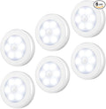 AMIR Upgraded 3.15” Motion Sensor Light Indoor, Cordless Battery Powered Stick on LED Night Lights for Closet, Stair, Under Cabinet, Hallway, Kitchen (White - Pack of 6)