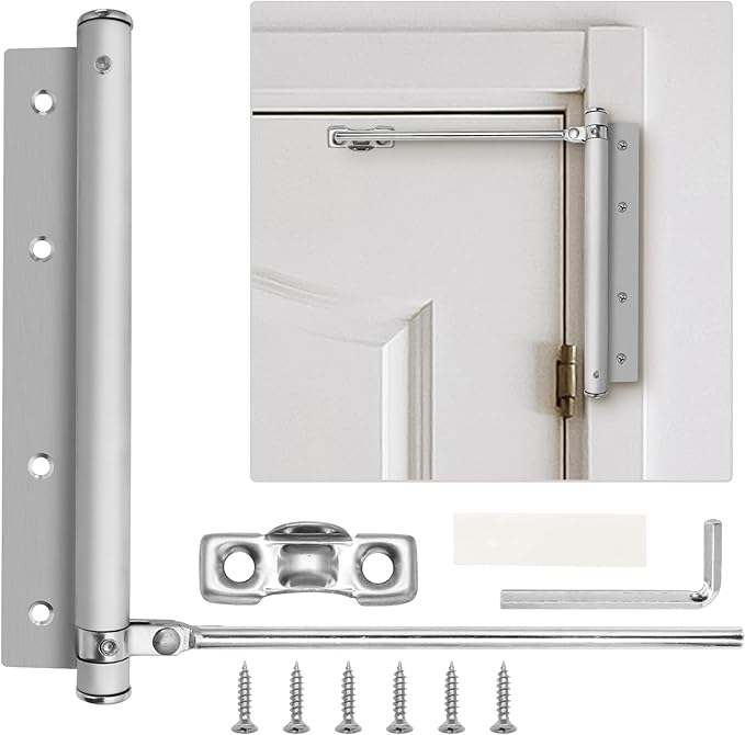 Automatic Door Closer Stainless Steel Soft Close Safety Spring Door Closer for Home Hotel with Screws, Brushed Nickel