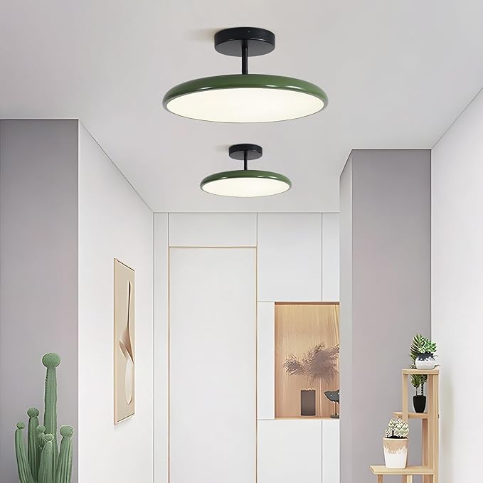 KCO Lighting Vintage Green Flush Mount Ceiling Light Black Semi Flush Mount Ceiling Light Mid Century Modern Entryway Ceiling Lamp LED Hallway Ceiling Lights Fixtures