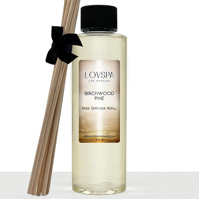 LOVSPA Birchwood Pine Diffuser Oil - Holiday Essential Oils for Diffuser Refill & Air Freshener Room Spray - Long-Lasting & Natural Home Fragrance, Scented Oil for Diffusers, USA Made, 4oz