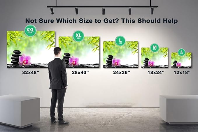 GUTTATY Zen Wall Art Decor, Modern Bathroom Zen Decor Wall Art, Canvas Wall Art for SPA Zen Room Decor, Green Bamboo Leaves and Pebble Relaxing Zen Art Prints for Office & SPA Wall Decor 28x40 Inches