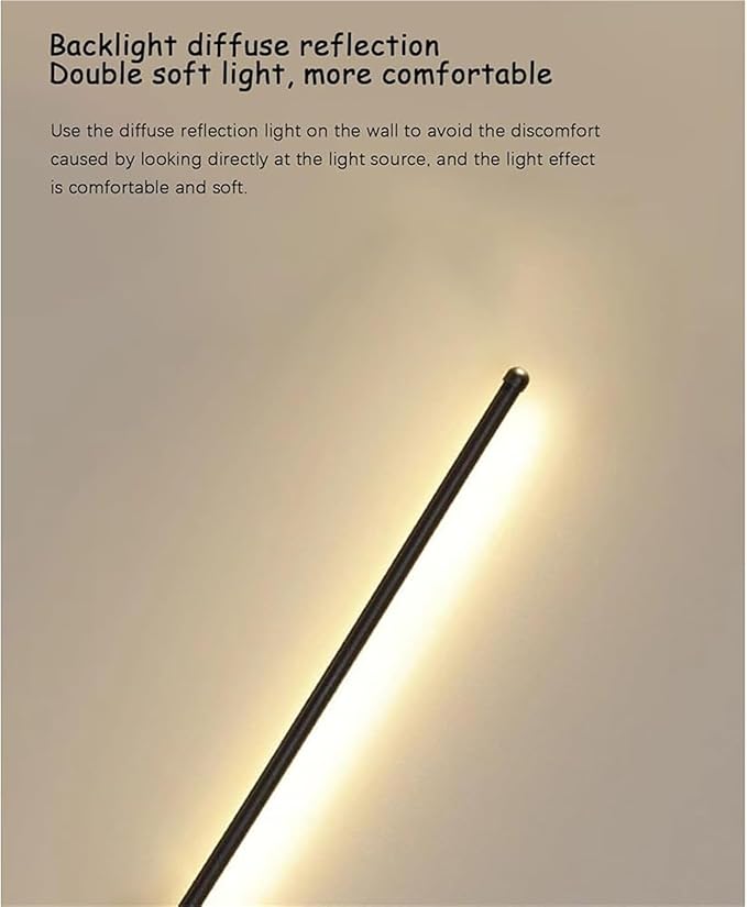 LED Long Strip Wall Lights with Motion Sensor Wall Lamp 3000K/4000K/6000K Wall Modern Simple Aluminum Mounted Indoor Bedside Decoration Light Living Room(Black White Light,60cm)