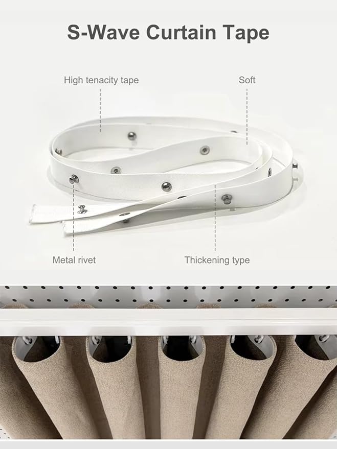 ZigBee 3.0 Smart Curtain Motor with Ripple Fold Track, Mini Silent Electric Drapery System, 1.2N.m App Voice Control Compatible with Alexa & Google Home (7 meters (275.6 inches))