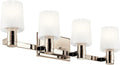 Kichler Adani 4-Light Bathroom Vanity Light Fixture with Opal Glass in Polished Nickel, Modern Wall Mount Lighting Over Mirror for Bathroom (8.25" x 30"), 55177PN